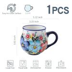 12 oz Ceramic Cup Hand-Painted Handmade Unique Floral Coffee Mug Artisan Coffee Cup Porcelain Mug for Tea Coffee Milk Microwave Dishwasher Safe, Polish Pottery 1 pc, Premium Elegant Gift