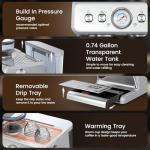 (2026 Upgrade) Espresso Machine with Grinder, Expresso Coffee Machines with Built-in Anti-Clog Coffee Grinder/Milk Steam Wand/Frother, Expresso Machines for Home Perfect Cappuccino & Latte-Silver