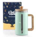 Ubeca French Press 34 oz Coffee Maker | Mint Green | Thick Borosilicate Glass | Bamboo Handle 2-Layer | Stainless Filter and cover | Easy Clean Eco-Friendly Gift ready Set