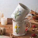 DELIGHTS GALORE Artistic Lavender pattern Ceramic Coffee Mug - 16oz, Hand-Painted, Microwave heating and dishwasher cleaning available, Ideal for Daily Brews