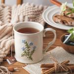 DELIGHTS GALORE Artistic Lavender pattern Ceramic Coffee Mug - 16oz, Hand-Painted, Microwave heating and dishwasher cleaning available, Ideal for Daily Brews