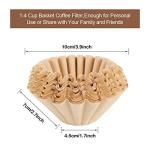 Outus 1-4 Cup Disposable Coffee Filters 100 Count Filter Replacement Natural Brown Unbleached Basket Style for Home Office Use Pour Over and Drip Coffee Maker