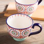 CHOOLD Chic Hand-Painted Floral Pattern Large Ceramic Coffee Mug Jumbo Mug Tea Milk Cereal Mug for Kitchen Valentine Gifts 14oz