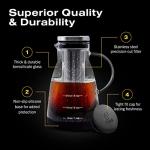 Bean Envy Cold Brew Coffee Maker - 32 oz Glass Coffee Cold Brew Maker and Pitcher w/Silicone Cap & Base