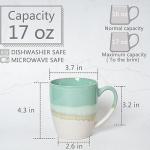 Bosmarlin Ceramic Coffee Mug Set of 4, 17 Oz, Coffee Cups with Big Handle, Microwave Safe, Unique Reactive Glaze