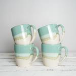 Bosmarlin Ceramic Coffee Mug Set of 4, 17 Oz, Coffee Cups with Big Handle, Microwave Safe, Unique Reactive Glaze