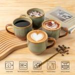 theterra Ceramic Coffee Mugs Set of 6, 12oz Handmade Coffee Cups with Handle for Latte, Tea, Milk, Beer, Hot Cocoa, Sage Umber