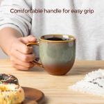 theterra Ceramic Coffee Mugs Set of 6, 12oz Handmade Coffee Cups with Handle for Latte, Tea, Milk, Beer, Hot Cocoa, Sage Umber