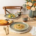 theterra Ceramic Coffee Mugs Set of 6, 12oz Handmade Coffee Cups with Handle for Latte, Tea, Milk, Beer, Hot Cocoa, Sage Umber