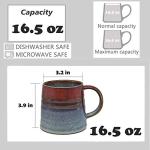 wewlink Large Ceramic Coffee Mug, Pottery Mug,Tea Cup for Office and Home,Handmade Pottery Coffee Mugs,16.5 Oz,Dishwasher and Microwave Safe,kiln altered glaze craft (Red)