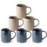 GBhome Large Ceramic Coffee Mugs Set of 6, 18oz Handmade Stoneware Coffee Mugs Set for Latte/Cappuccino/Hot Cocoa, Dishwasher & Microwave Safe, Multi-Color