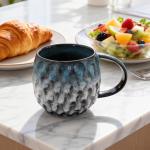 Mochachaju 20oz Large handle Ceramic Coffee Mug, Handmade Glaze Color Changing Mug with Easy-Grip Handle, Unique Handcrafted Tea Cup for Home, Office, Gift Giving (blue)