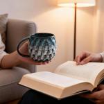 Mochachaju 20oz Large handle Ceramic Coffee Mug, Handmade Glaze Color Changing Mug with Easy-Grip Handle, Unique Handcrafted Tea Cup for Home, Office, Gift Giving (blue)