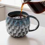 Mochachaju 20oz Large handle Ceramic Coffee Mug, Handmade Glaze Color Changing Mug with Easy-Grip Handle, Unique Handcrafted Tea Cup for Home, Office, Gift Giving (blue)