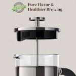 Veken French Press Coffee Maker 21oz 0.6 L, Single Serve Small Pot, Heat Resistant Thickened Borosilicate Glass,Stainless Steel Brewer,Cold Brew Cafetera Teapot for Kitchen Travel Camping, Dark Pewter