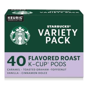 Starbucks K-Cup Coffee Pods, Flavored Hot or Iced Coffee, Variety Pack, 40 Keurig Pods