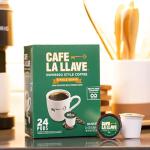 Cafe La Llave 24 Count Dark Roast Coffee Pods, Espresso Style, Compatible with Keurig Brewers, Single Serve Rich Bold Flavor
