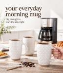 GBhome 20oz Large Coffee Mugs Set of 6, Handmade Tall Ceramic Coffee Mugs with Texture Patterns for Cappuccino, Latte,Hot Cocoa, Dishwasher & Microwave Safe-Off White