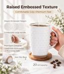 GBhome 20oz Large Coffee Mugs Set of 6, Handmade Tall Ceramic Coffee Mugs with Texture Patterns for Cappuccino, Latte,Hot Cocoa, Dishwasher & Microwave Safe-Off White