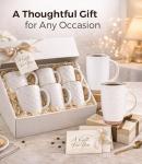 GBhome 20oz Large Coffee Mugs Set of 6, Handmade Tall Ceramic Coffee Mugs with Texture Patterns for Cappuccino, Latte,Hot Cocoa, Dishwasher & Microwave Safe-Off White