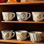 Swuut 12 oz Vintage Ceramic Coffee Mug Set of 4 - Handmade Stoneware Pottery Countryside Farmhouse Fall Autumn Tea Mugs with Big Handle for Latte,Cocoa,Dishwasher & Microwave Safe Cups (Plants)