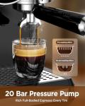Spacekey Espresso Machine with Grinder - 20 Bar All-in-One Coffee Maker with Milk Steam Wand/Frother, Cold Brew, 30 Grind Settings, 60oz Removable Tank - Home Barista Kit for Lattes, Cappuccinos