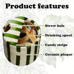 Ceramic Novelty Travel Coffee Mug - 10oz Retro Hand Painted Green & White Striped Vintage Handmade Design Porcelain Cup, Perfect for Coffee, Tea, Chocolate, Birthday, Appreciation, Dishwasher, Gifts