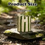 Ceramic Novelty Travel Coffee Mug - 10oz Retro Hand Painted Green & White Striped Vintage Handmade Design Porcelain Cup, Perfect for Coffee, Tea, Chocolate, Birthday, Appreciation, Dishwasher, Gifts