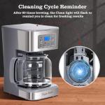 Taylor Swoden 12-Cup Programmable Coffee Maker, Regular & Strong Brew Drip Coffee Machine for Home and Office, Glass Carafe, Pause & Serve, Auto Shut Off, Gray & Stainless Steel