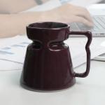 Wide Bottom Handmade Coffee Mug, Tip-Proof Ceramic Mug with Weighted Non-Slip Base, Stable Desk & Travel Mug for Office, RV & Boat, Retro Sci-Fi Design, Unique Appreciation Gift