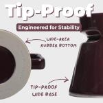 Wide Bottom Handmade Coffee Mug, Tip-Proof Ceramic Mug with Weighted Non-Slip Base, Stable Desk & Travel Mug for Office, RV & Boat, Retro Sci-Fi Design, Unique Appreciation Gift