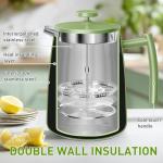 Secura 50oz French Press Coffee Maker – 304 Stainless Steel, Insulated Coffee Press with Extra Filter, Green