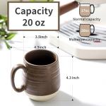 Hasense 20oz Coffee Mug, Ceramic Coffee Cup With Handle for Dad, Large Latte Cup for Tea, Coffee, Cocoa, Dishwasher and Microwave Safe, 1 PCS(Brown)
