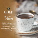 Gold Coffee Co. Velara Premium Blend - Light Roast - Whole Bean 100% Arabica Coffee - Notes of Red Apple, Soft Florals, Milk Chocolate, 12 oz.