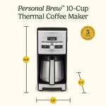 Cuisinart Personal Brew 10-Cup Thermal Coffee Maker, Fully Automatic Programmable Coffee Machine with Hot or Over Ice Options, Brew Strength Control, 52 Ounce Removable Water Reservoir, DCC-10
