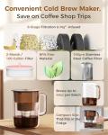 Waterdrop Cold Brew Coffee Maker with 1 Magnesium Water Filter for Well-Balanced Acidity, Unlocks Aroma, BPA-Free Cold Brew Pitcher, Stainless Steel Filter for Iced Coffee, Tea, Lemonade, Brown