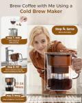 Waterdrop Cold Brew Coffee Maker with 1 Magnesium Water Filter for Well-Balanced Acidity, Unlocks Aroma, BPA-Free Cold Brew Pitcher, Stainless Steel Filter for Iced Coffee, Tea, Lemonade, Brown