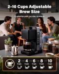 SHARDOR 10-Cup Coffee Maker, Programmable Drip Coffee Machine with 2–10 Cup Setting, Adjustable Keep-Warm Control, Removable 50oz Water Tank, Brew Strength Control & Brew Pause, Black