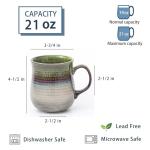 HYTYSKAR 21 oz Large Ceramic Coffee Mugs, Pottery Mug Handmade, Ceramic Tea Cups with Handle for Office and Home, Dishwasher and Microwave Safe (Light Green)