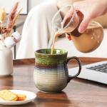 HYTYSKAR 21 oz Large Ceramic Coffee Mugs, Pottery Mug Handmade, Ceramic Tea Cups with Handle for Office and Home, Dishwasher and Microwave Safe (Light Green)