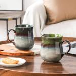 HYTYSKAR 21 oz Large Ceramic Coffee Mugs, Pottery Mug Handmade, Ceramic Tea Cups with Handle for Office and Home, Dishwasher and Microwave Safe (Light Green)