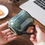 HYTYSKAR 21 oz Large Ceramic Coffee Mugs, Pottery Mug Handmade, Ceramic Tea Cups with Handle for Office and Home, Dishwasher and Microwave Safe (Light Green)