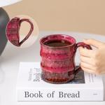 XIYUANJI Rustic Red Ceramic Coffee Mug 15oz – Handcrafted Unique Gift for Coffee Lovers, Comfortable Large Handle, Dishwasher Safe