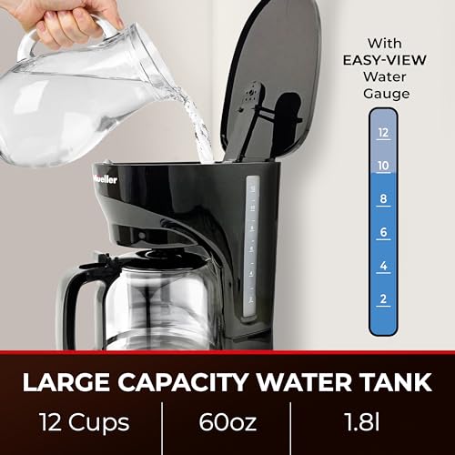 Mueller 12-Cup Drip Coffee Maker: Auto Warm Feature, Anti-Drip
