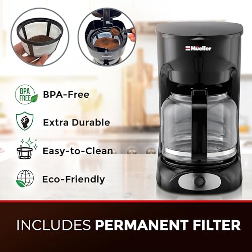 Mueller 12-Cup Drip Coffee Maker: Auto Warm Feature, Anti-Drip