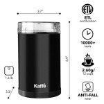 Kaffe KF2010 Black Electric Coffee Grinder, 3oz
