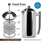 Stainless Steel Double-Walled French Press - 17 Oz