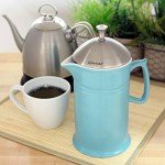 Chantal Stoneware French Press with Stainless Steel Plunger and Lid, 28 ounce capacity, Aqua