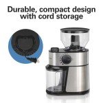 Hamilton Beach Electric Burr Coffee Grinder with Large 16oz Hopper & 18 Settings For 2-14 Cups, Stainless Steel (80385)
