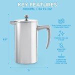 GROSCHE Dublin 8-Cup Stainless Steel French Press